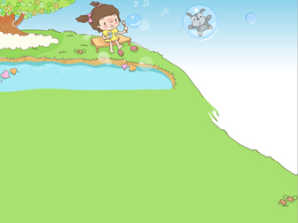 吹泡泡的小女孩 小熊献花韩国卡通背景图片