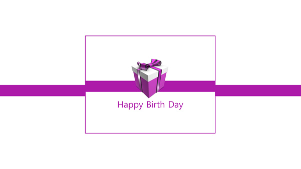 Happy Birth Day紫色�Y盒生日主�}ppt模板
