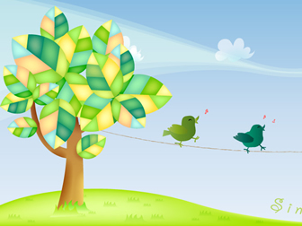 唱着歌儿的小鸟――植树节背景图片