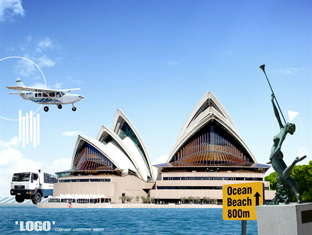 悉尼旅游主题ppt模板，插图，来源：资源仓库www.zycang.com