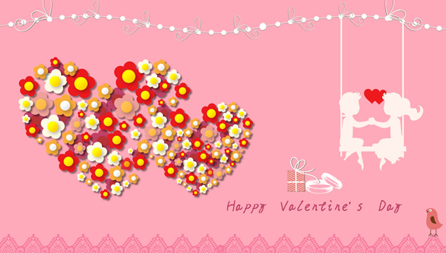 Happy  Valentine's  Day 2015浪漫情人节动态贺卡ppt模板，插图，来源：资源仓库www.zycang.com