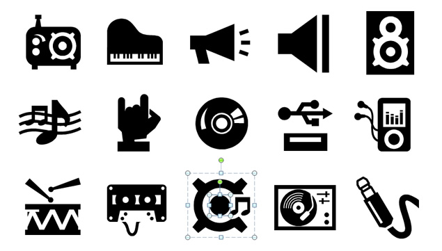 乐器 试听 媒体 娱乐工具ppt剪贴图标，插图4，来源：资源仓库www.zycang.com