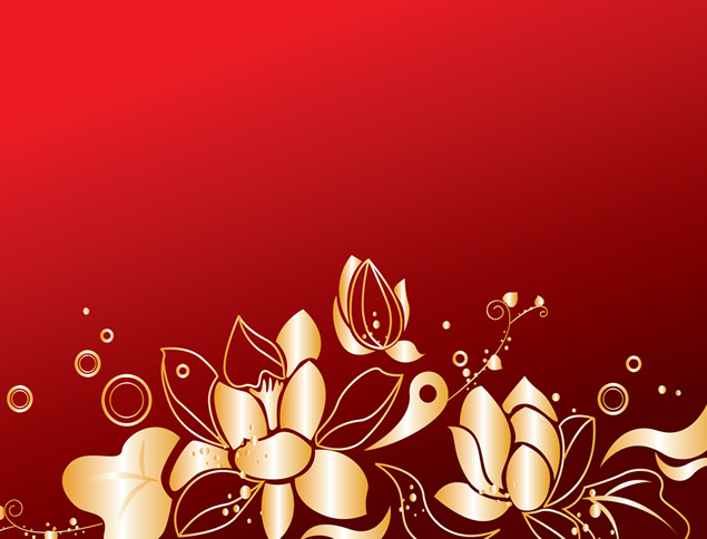 22张漂亮喜庆金色花边花朵红色背景ppt模板，插图10，来源：资源仓库www.zycang.com