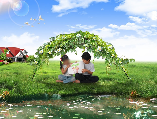 儿童的绿色家园 快乐天堂ppt模板-资源仓库