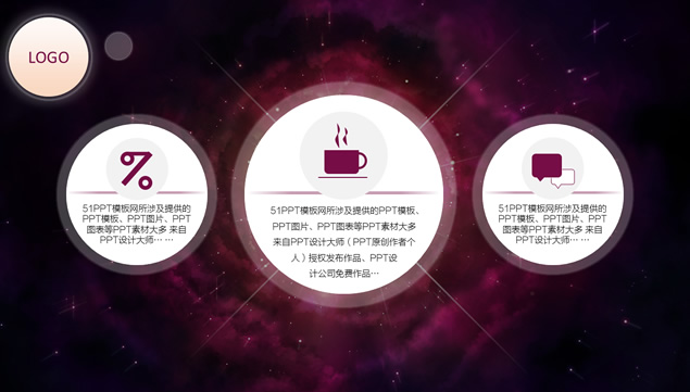紫色梦幻星空IOS简约风格ppt模板，插图2，来源：资源仓库www.zycang.com