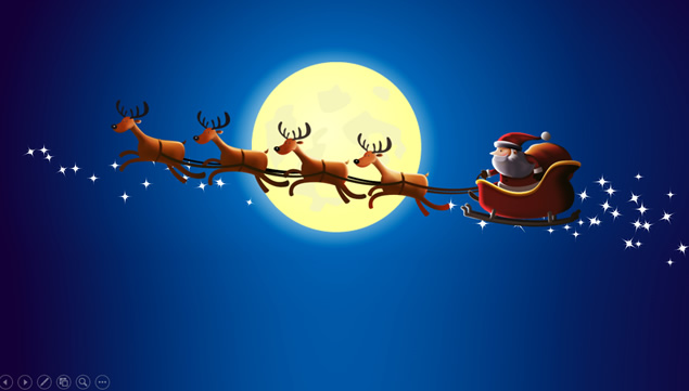 圣诞节音乐贺卡——月夜圣诞ppt动态模板，插图1，来源：资源仓库www.zycang.com