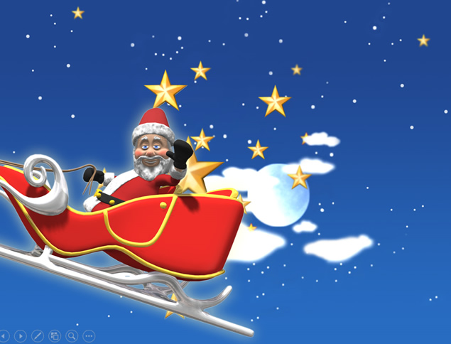 圣诞老人打招呼——可爱卡通圣诞节ppt模板-资源仓库