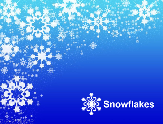 漂亮的雪花蓝色背景ppt模板，插图，来源：资源仓库www.zycang.com