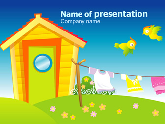 欢快的鸟儿 可爱的小屋――儿童节卡通版ppt模板