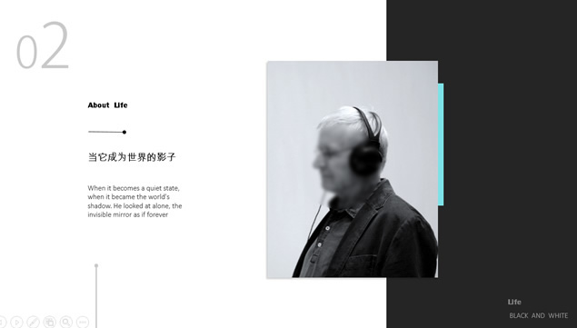 《经年之眸》——黑白简约艺术创意ppt模板，插图4，来源：资源仓库www.zycang.com