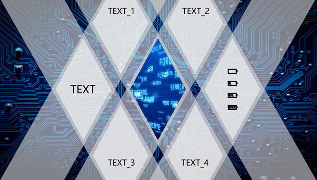 电路板底纹背景蓝色科技层叠化设计ppt模板，插图5，来源：资源仓库www.zycang.com