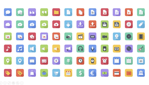 700+可以调整颜色的长阴影风彩色ICON矢量ppt图标下载，插图1，来源：资源仓库www.zycang.com