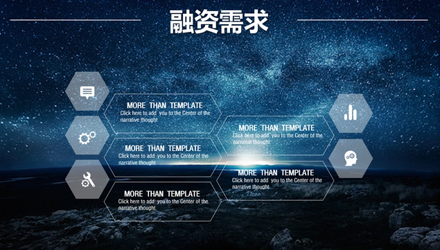 唯美蓝色星空背景iOS风格商业投资项目计划书ppt模板，插图18，来源：资源仓库www.zycang.com