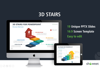 18张3D阶梯递进关系ppt图表免费下载