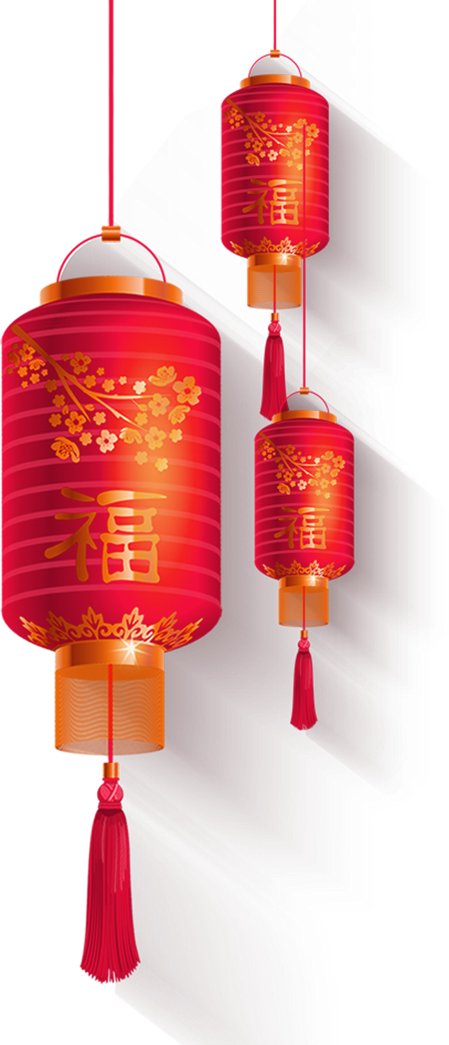 新年喜庆大红灯笼免抠素材图片（5张）-资源E网
