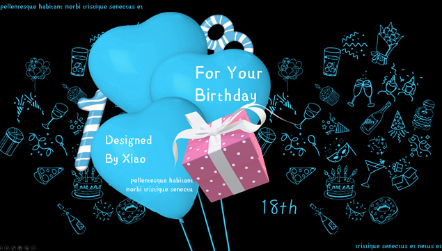 18岁生日快乐——特别的一份礼物生日主题ppt模板，插图，来源：资源仓库www.zycang.com