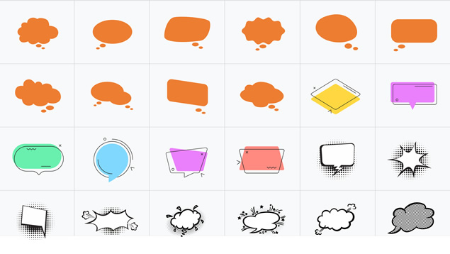 可编辑改色的PPT卡通对话框气泡素材打包下载（500+），插图16，来源：资源仓库www.zycang.com