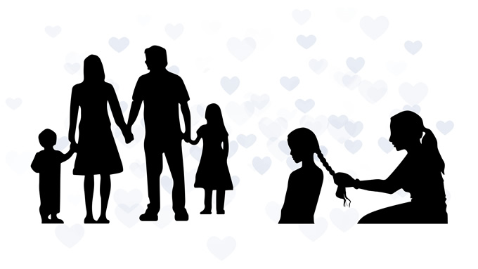 母亲与孩子 家庭人物插画剪影ppt素材，插图6，来源：资源仓库www.zycang.com