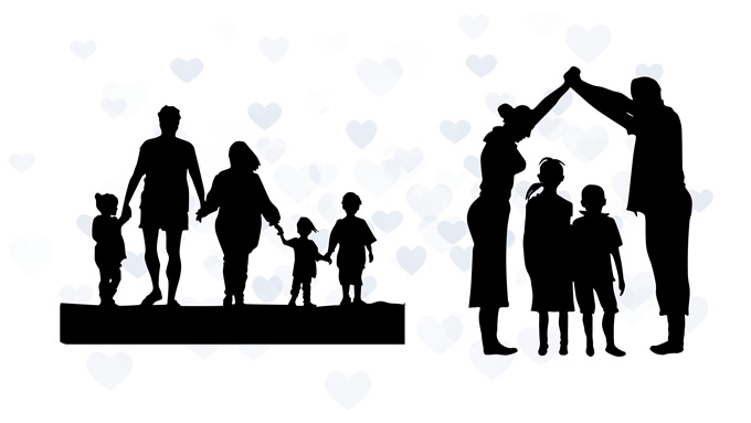 母亲与孩子 家庭人物插画剪影ppt素材，插图5，来源：资源仓库www.zycang.com