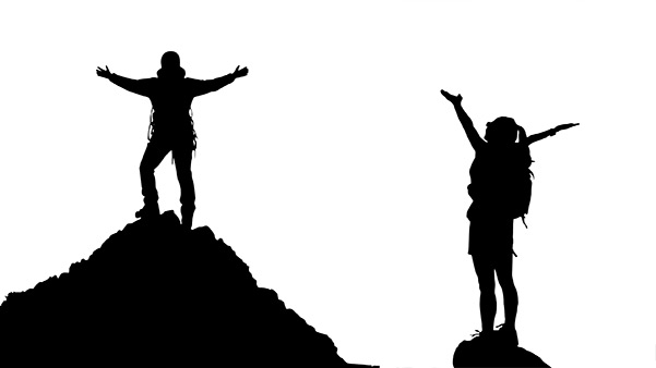 攀登 登山 登顶山峰人物剪影PPT素材
